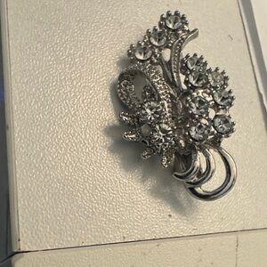 Elegant Silver Crystal Brooch